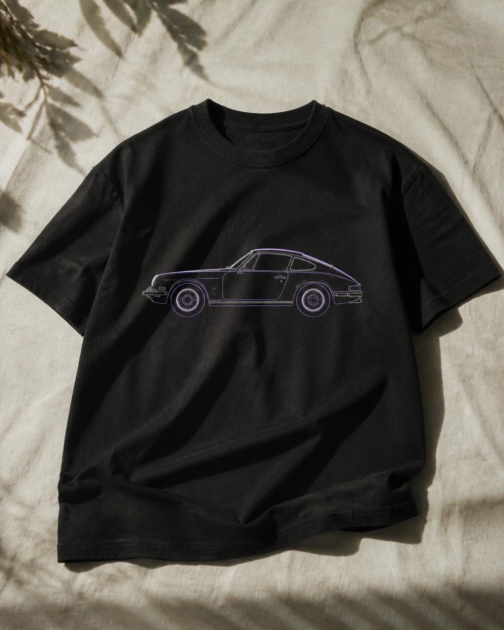 T-shirt with a sports car illustration